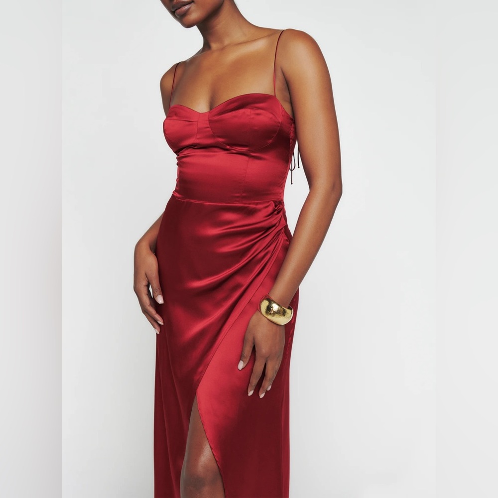 Reformation Petites Marguerite Silk Dress in Sangre